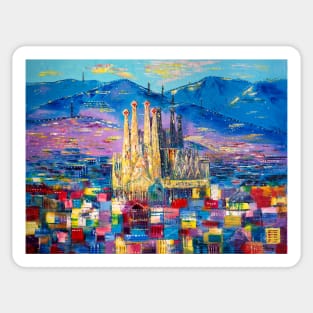 Barcelona In Evening Dress. La Sagrada Familia Sticker